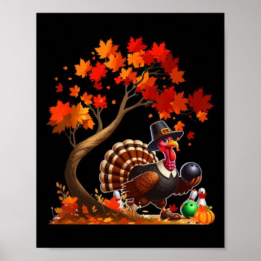 Turkije Herfst Tree Thanksgiving Bowling Lover Spe Poster (Voorkant)