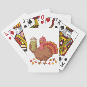 Turkije houdt Matcha Drink Thanksgiving Pokerkaarten