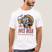 Turkije houdt van bier Thanksgiving Drink T-shirt (Voorkant)
