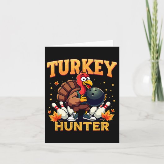 Turkije Hunter Bowling Thanksgiving Funny Bowler Kaart (Voorkant)