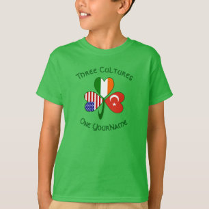 Turkije Ierland USA Shamrock Vlag Persoonlijk T-shirt