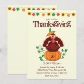 Turkije in de Thanksgiving Pumpkin Kaart (Voorkant / Achterkant)