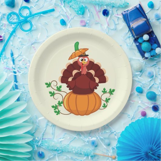 Turkije in de Thanksgiving Pumpkin Papieren Bordje (Feest)