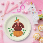 Turkije in de Thanksgiving Pumpkin Papieren Bordje (Feest)
