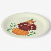 Turkije in de Thanksgiving Pumpkin Papieren Bordje (Gekanteld)