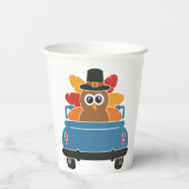turkije in een auto-Thanksgiving Papieren Bekers (Achterkant)