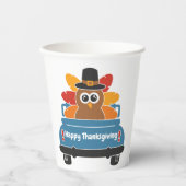 turkije in een auto-Thanksgiving Papieren Bekers (Voorkant)