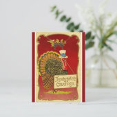  Turkije in een Top Hat Thanksgiving Groeten Briefkaart (Staand voorkant)
