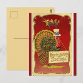  Turkije in een Top Hat Thanksgiving Groeten Briefkaart (Voorkant / Achterkant)