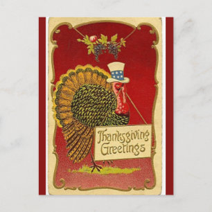  Turkije in een Top Hat Thanksgiving Groeten Briefkaart