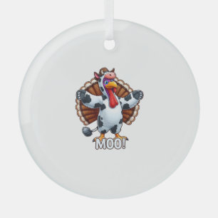 Turkije in Koe kostuum, Moo Grappige Thanksgiving  Glas Ornament
