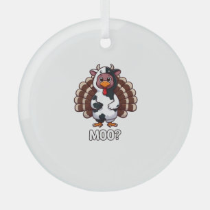 Turkije in Koe kostuum, Moo Grappige Thanksgiving  Glas Ornament