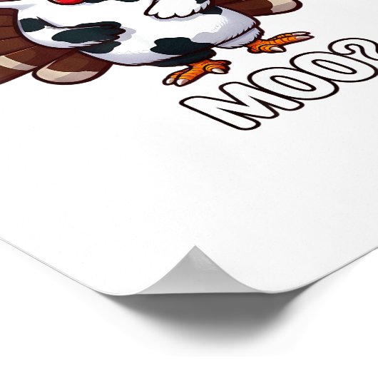 Turkije in Koe kostuum, Moo Grappige Thanksgiving  Poster (Hoek)