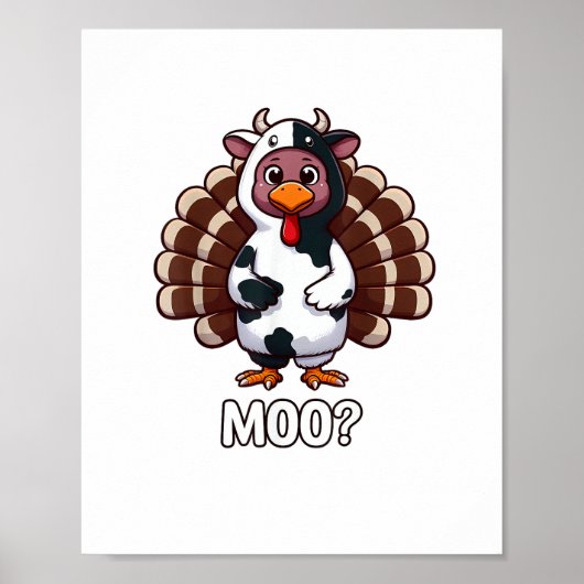 Turkije in Koe kostuum, Moo Grappige Thanksgiving  Poster (Voorkant)