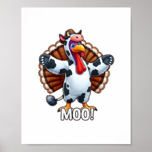 Turkije in Koe kostuum, Moo Grappige Thanksgiving  Poster