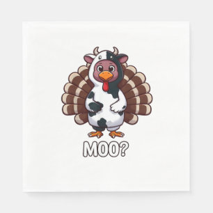 Turkije in Koe kostuum, Moo Grappige Thanksgiving Servet