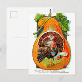 Turkije in oranje pompoen,  Thanksgiving Briefkaart (Voorkant / Achterkant)