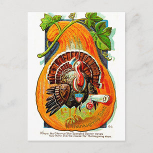 Turkije in oranje pompoen,  Thanksgiving Briefkaart