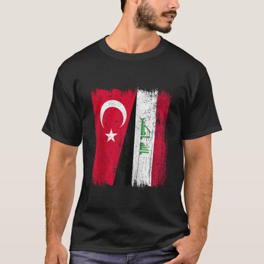 Turkije Irak Halve Vlag Turkse Irakese Jersey Zip T-shirt (Voorkant)