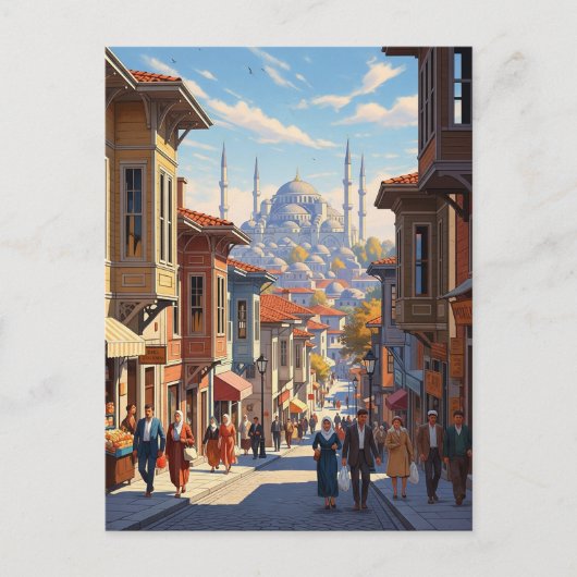 Turkije Istanbul Blauwe Moskee Briefkaart (Voorkant)