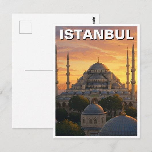 Turkije Istanbul Blauwe Moskee Briefkaart (Voorkant / Achterkant)