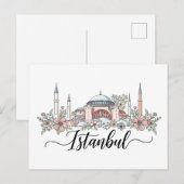 Turkije Istanbul Hagia Sophia Floral Briefkaart (Voorkant / Achterkant)