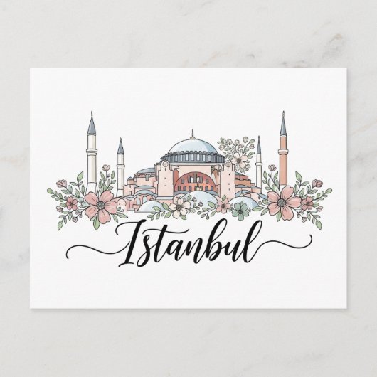 Turkije Istanbul Hagia Sophia Floral Briefkaart (Voorkant)