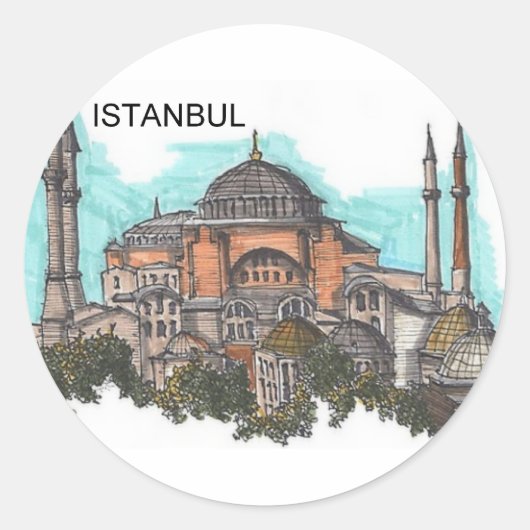 Turkije Istanbul Hagia Sophia (van St.K.) Ronde Sticker (Voorkant)