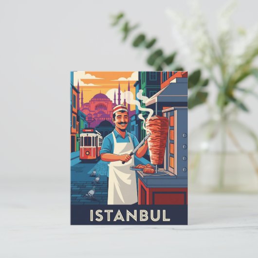 Turkije Istanbul Kebab straatverkoper Briefkaart (Staand voorkant)