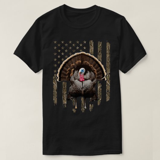 Turkije jaagt op Amerikaanse vlag Camoue Turkey Hu T-shirt (Design voorkant)