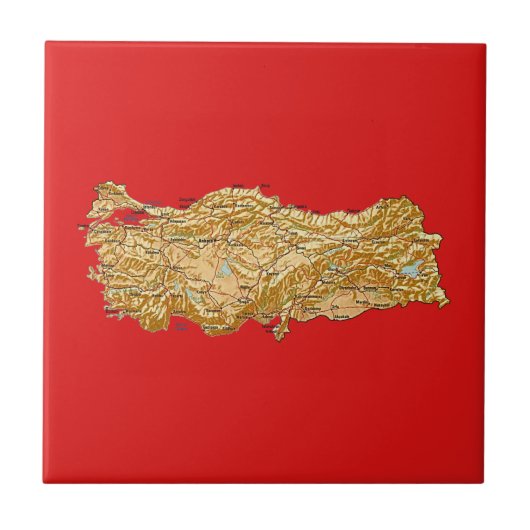 Turkije kaart tegel tegeltje (Voorkant)