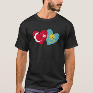 Turkije Kazachstan Vlag Hart Turks Kazachs Vriend T-shirt