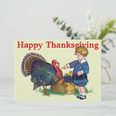  Turkije & Kind Thanksgiving Feestdagenkaart (Staand voorkant)