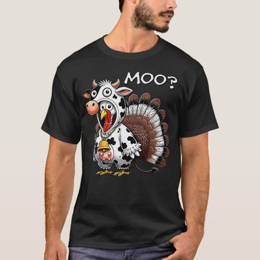 Turkije Koe Grappig Turkije Moo Koe Thanksgiving M T-shirt (Voorkant)