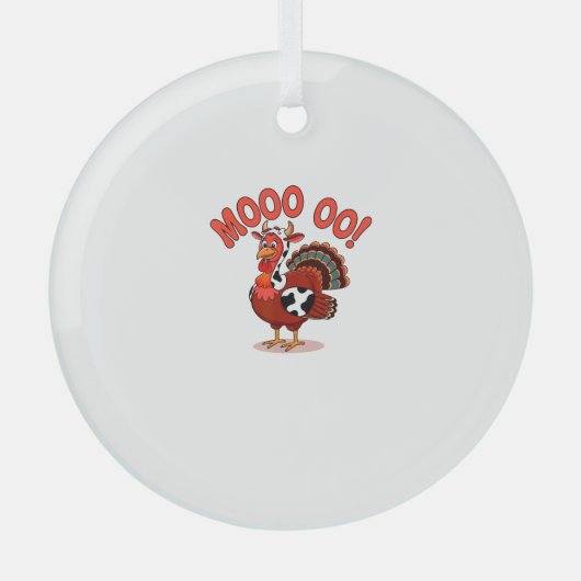 Turkije Koe Moo Grappige Thanksgiving Glas Ornament (Voorkant)
