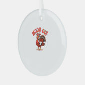 Turkije Koe Moo Grappige Thanksgiving Glas Ornament (Voorkant links)