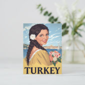 Turkije Kustvrouw Retro Briefkaart (Staand voorkant)
