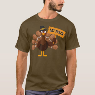 Turkije maand pelgrim eet Pizza Joke Funny Humor T T-shirt