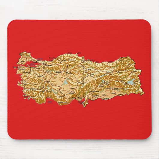 Turkije Map Mousepad Muismat (Voorkant)