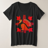 Turkije Maple laat Thanksgiving Vrouwen zwart Grote Maat T-shirt (Design voorkant)