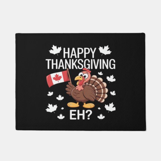 Turkije met Canada Vlag Happy Thanksgiving Day Eh Deurmat (Voorkant)