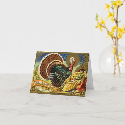 Turkije met Cornucopia Holiday Card Kaart (Gele Bloem)