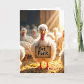 Turkije met het bord "eet varkensvlees" kaart (Voorkant)