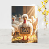 Turkije met het bord "eet varkensvlees" kaart (Gele Bloem)