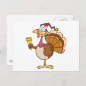 Turkije met het Pet van de Kerstman Feestdagenkaart (Voorkant / Achterkant)