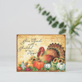 Turkije met najaarsvruchten,  Thanksgiving Briefkaart (Staand voorkant)