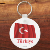 Turkije met vlag en naam in het Turks Sleutelhanger (Voorkant)