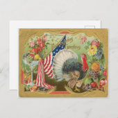 Turkije met vlag - Thanksgiving groeten Briefkaart (Voorkant / Achterkant)