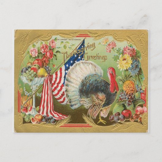 Turkije met vlag - Thanksgiving groeten Briefkaart (Voorkant)