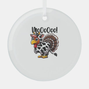 Turkije Moo Funny Turkije Koe Thanksgiving Glas Ornament